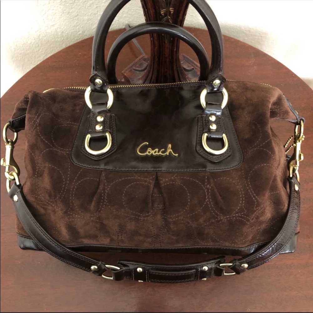 Beautiful brown leather suede Coach purse